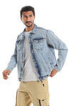 Denim Jacket With Front Pockets - Light Blue