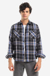 Casual Plaid Button Down Shirt With Two Chest Pockets - Black, Blue & White