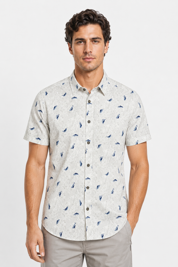 Random Shapes Patterned Shirt – Blue