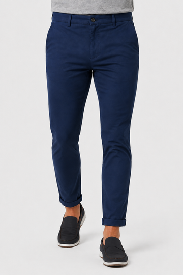 Slim Fit Pants With Decorative Chain – NAVY
