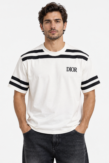 White striped T-shirt DIOR on the shoulder