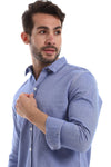 Front Buttoned Down Textured Grey Men Shirt