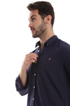 Front Buttoned Down Textured Grey Men Shirt