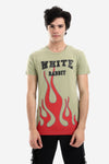 Fire Printed Pattern Short Sleeves T-Shirt - Black, White & Red