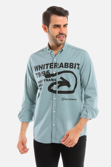 قميص مطبوع بأكمام طويلة وياقة مطوية من White Rabbit