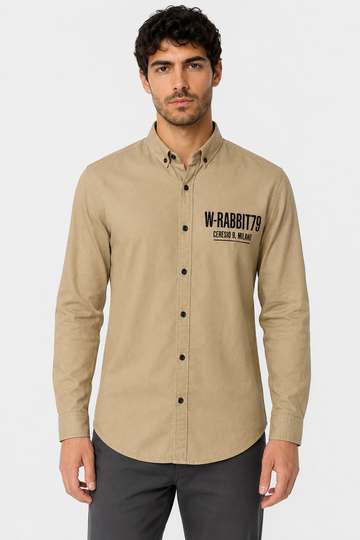 Buttons Down Pineapple Long Sleeves Shirt – Beige