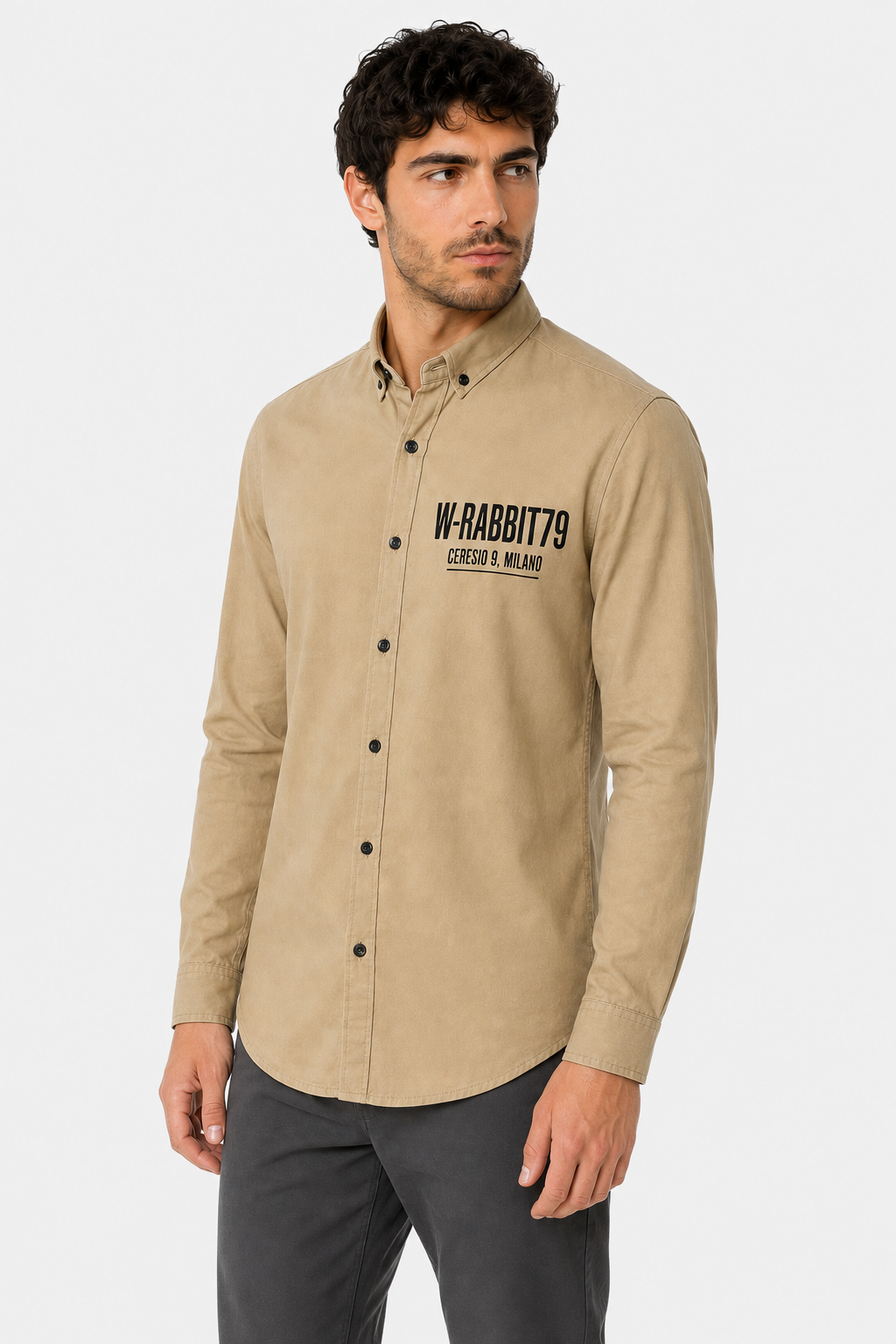 Buttons Down Pineapple Long Sleeves Shirt – Beige