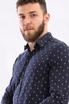 Fireworks Short Sleeves Buttoned Shirt - Navy