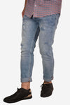 Casual Cutted Denim Jeans Pant Light Blue