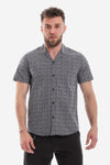 Classic Printed Short Sleeves Button Down Shirt - Black