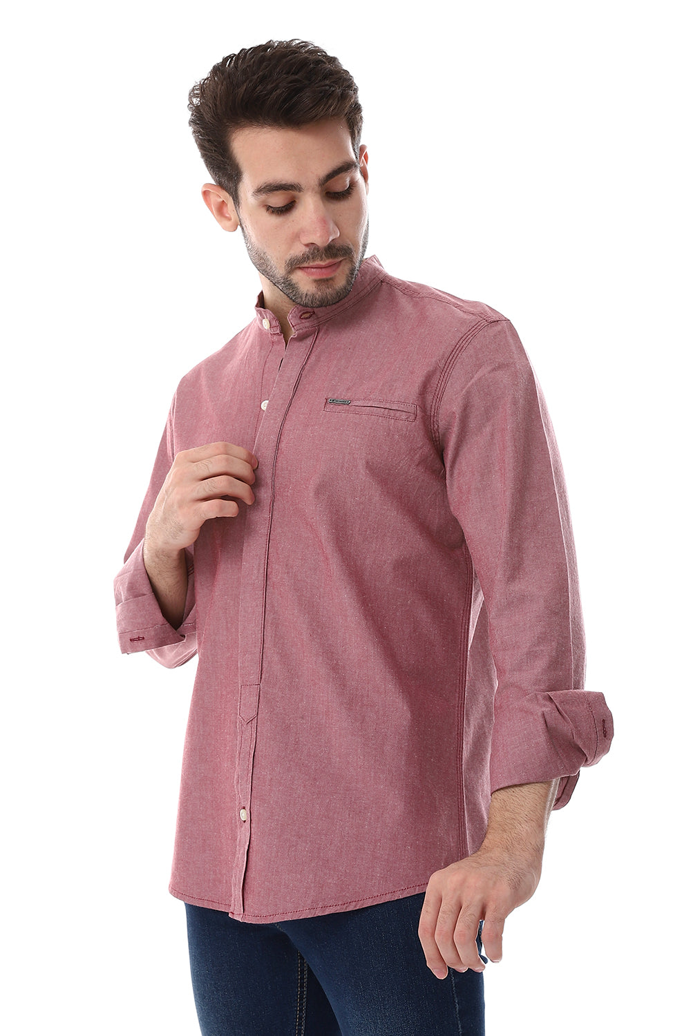 Modish Mandarin Collar Button Down Shirt