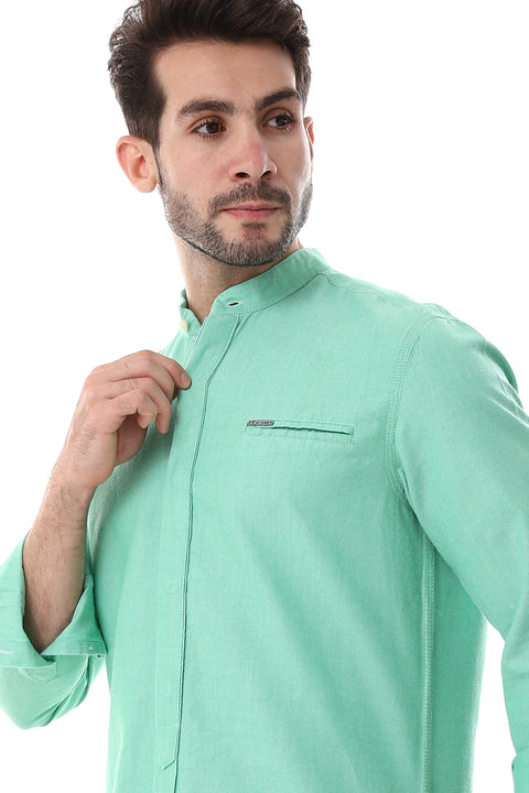 Modish Mandarin Collar Button Down Shirt