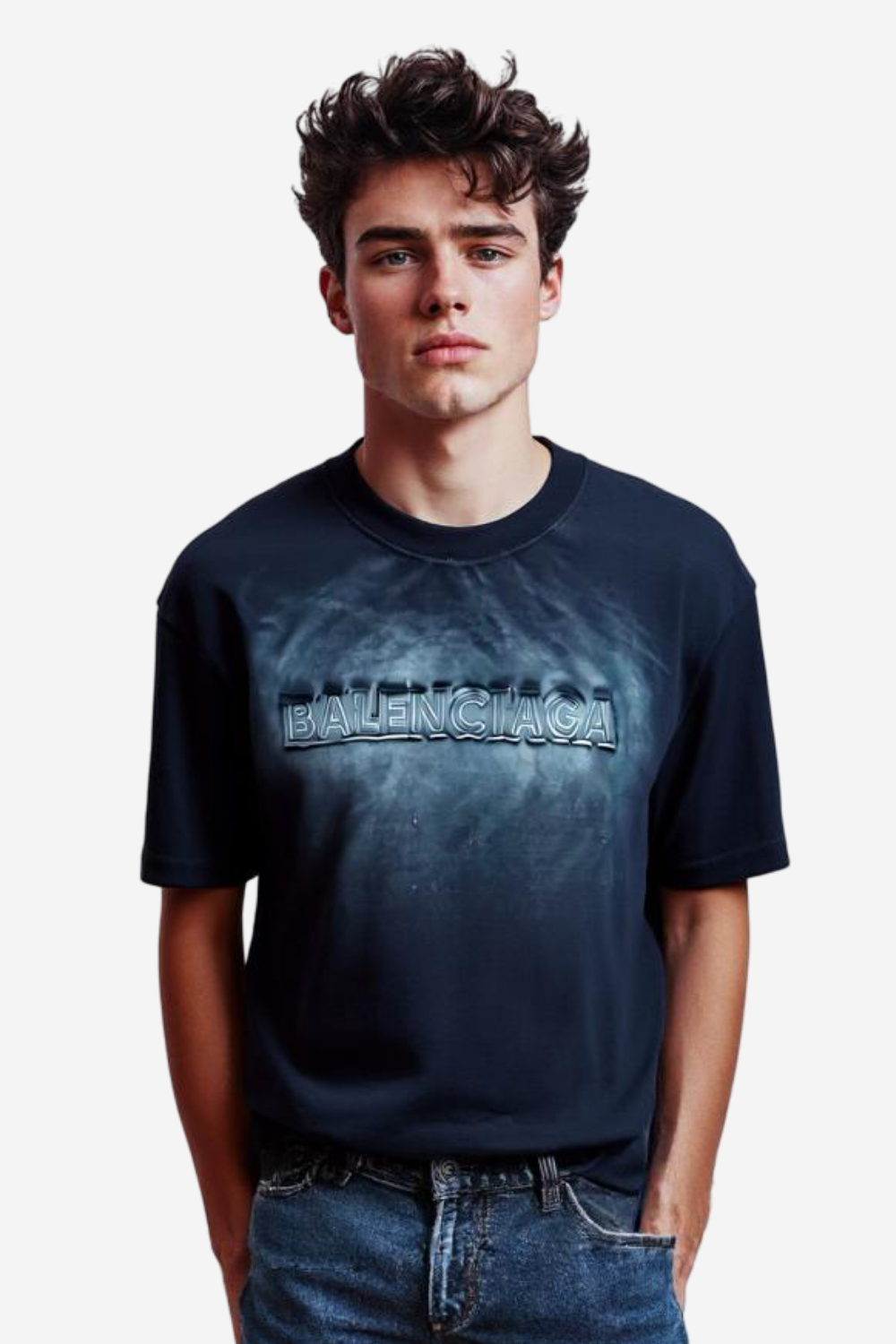 "BALENCIAGA"Comfy Printed Black T-Shirt