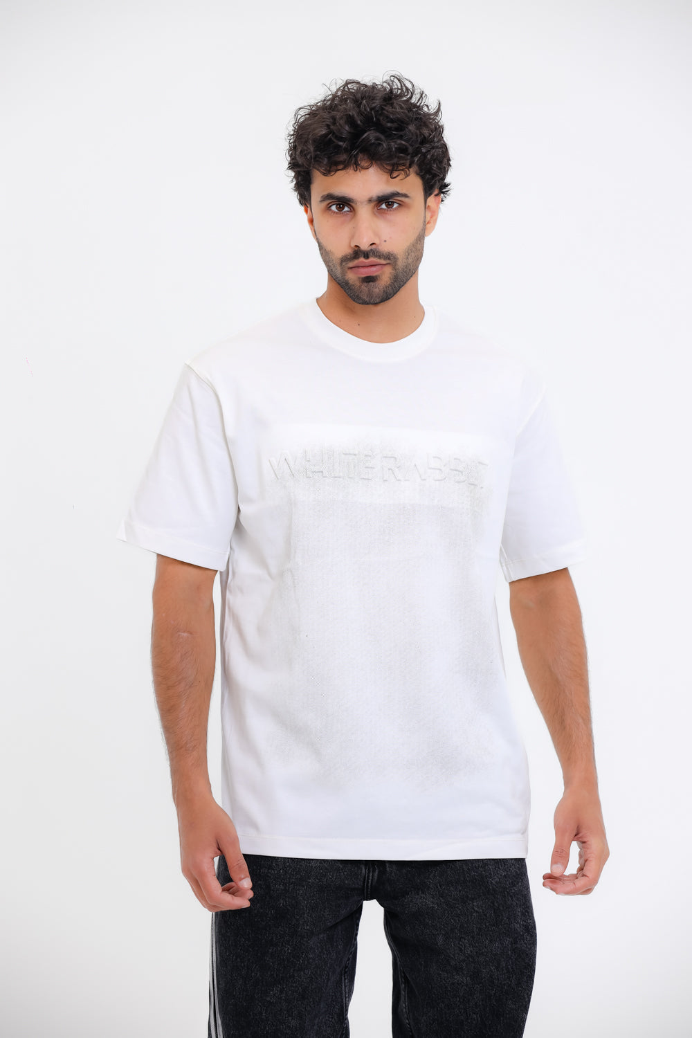 White T-Shirt with Distressed Print
