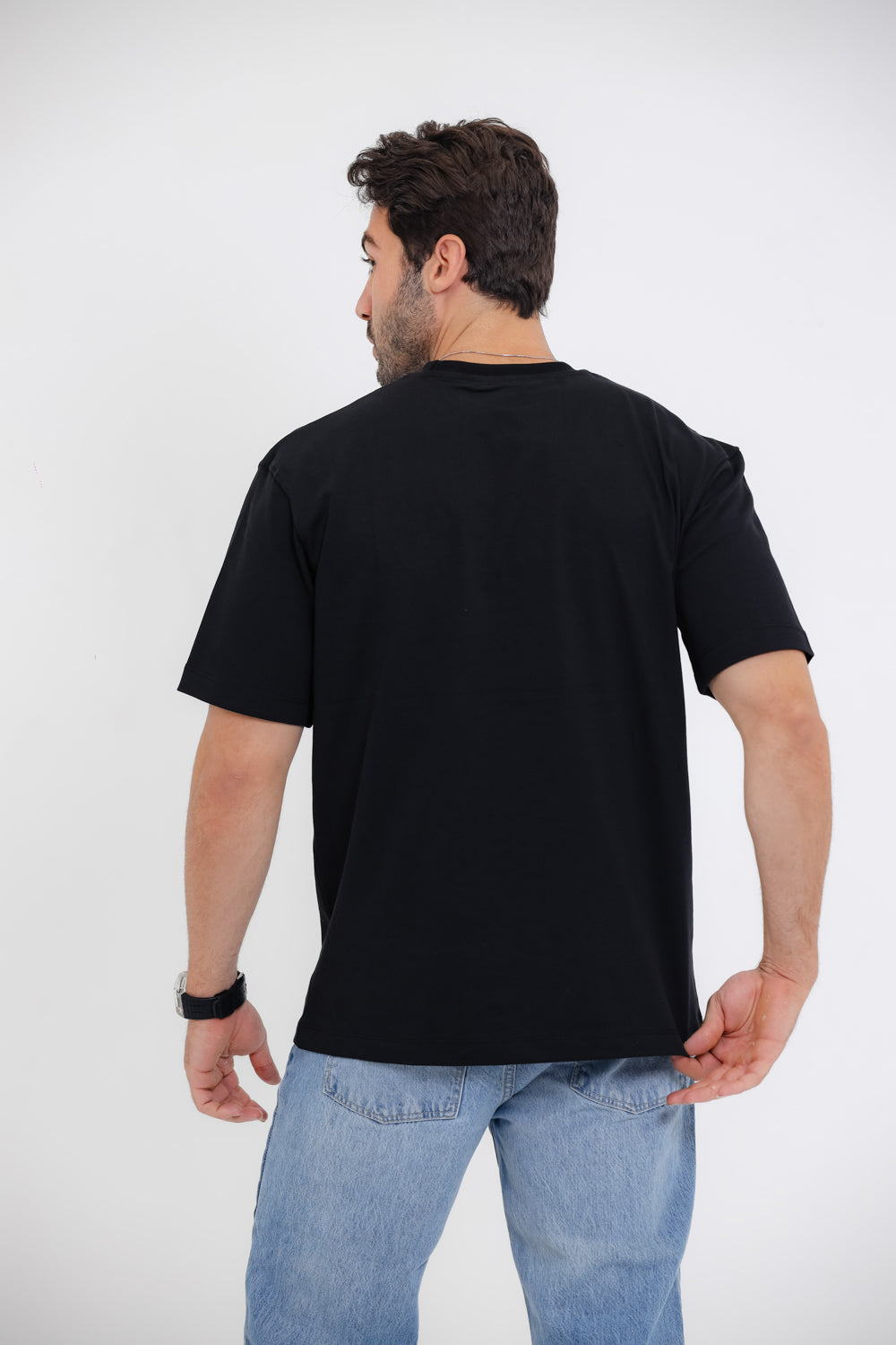 Black T-Shirt with Distressed Print