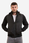 Front Zipper Hooded Neck Black Puffer Jacket