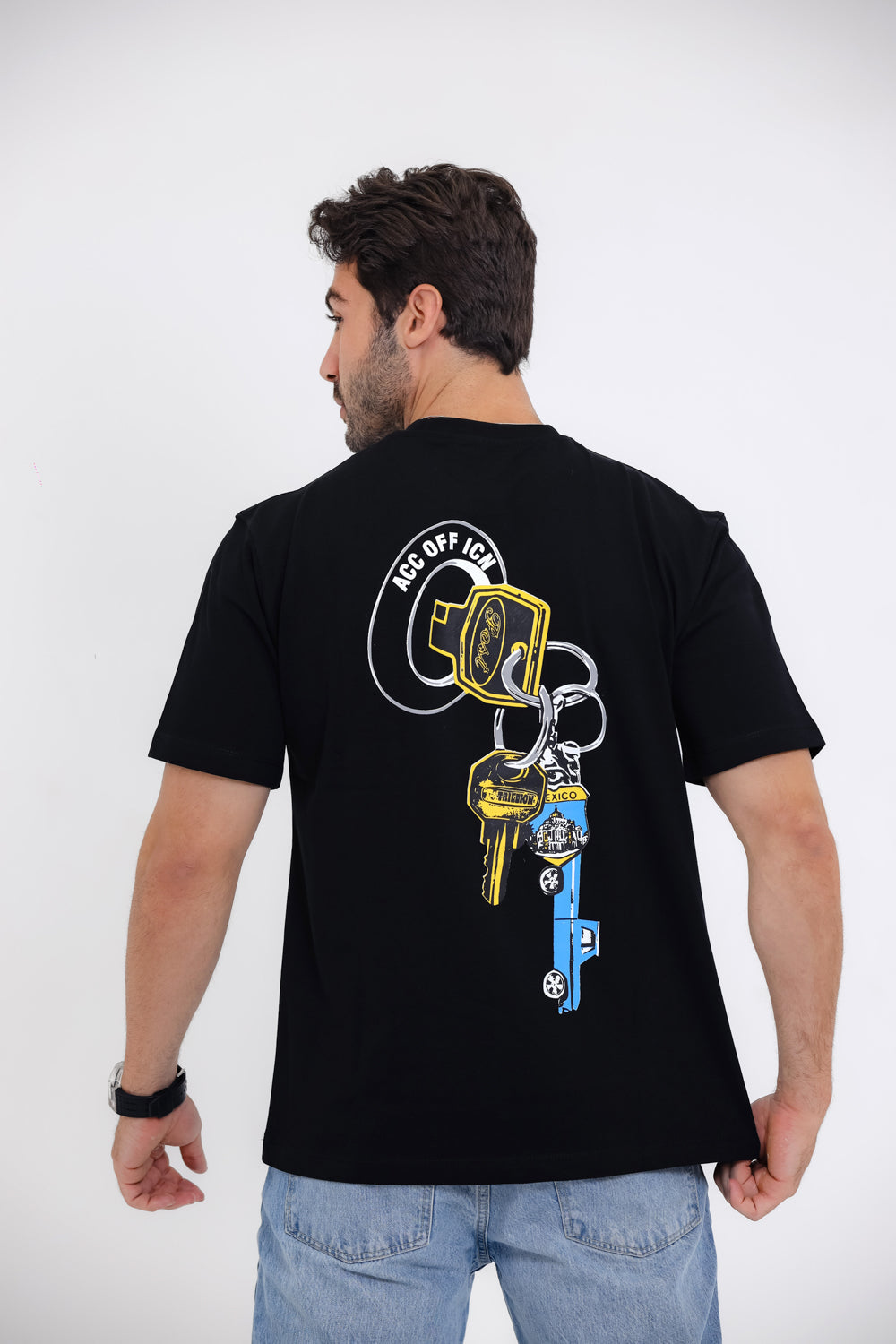 "Posty Co. F-Trillion"Comfy Round Neck T-shirt - Black