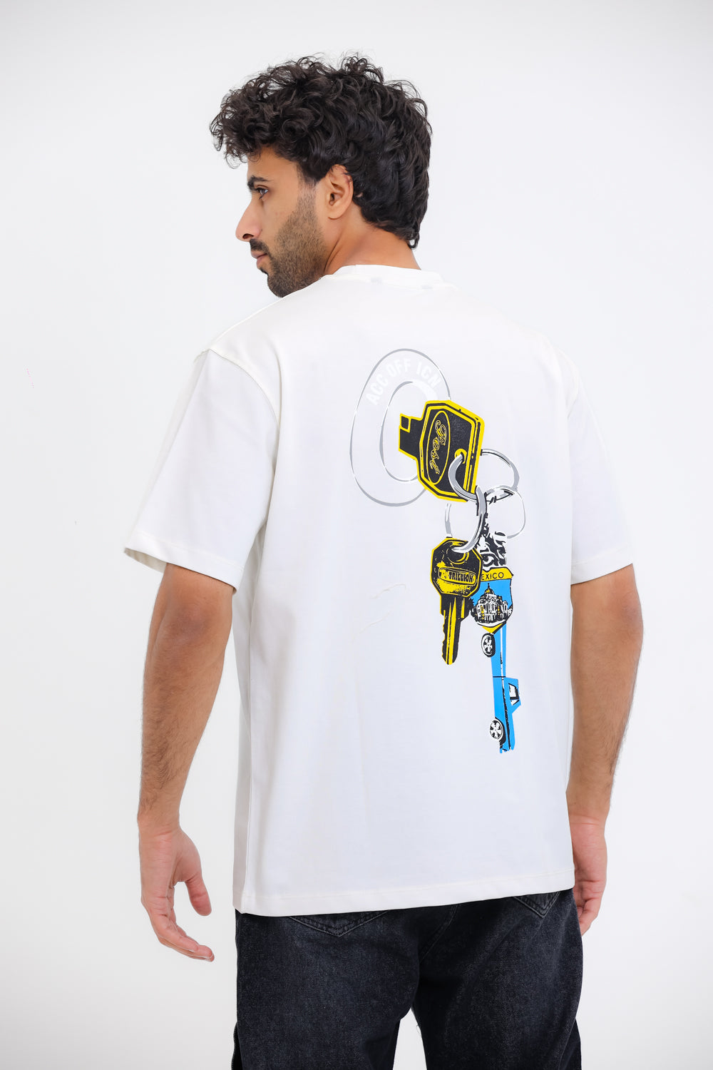 "Posty Co. F-Trillion"Comfy Round Neck T-shirt - White