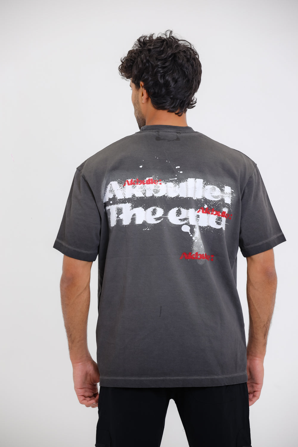 Printed Round Neck T-shirt - Grey