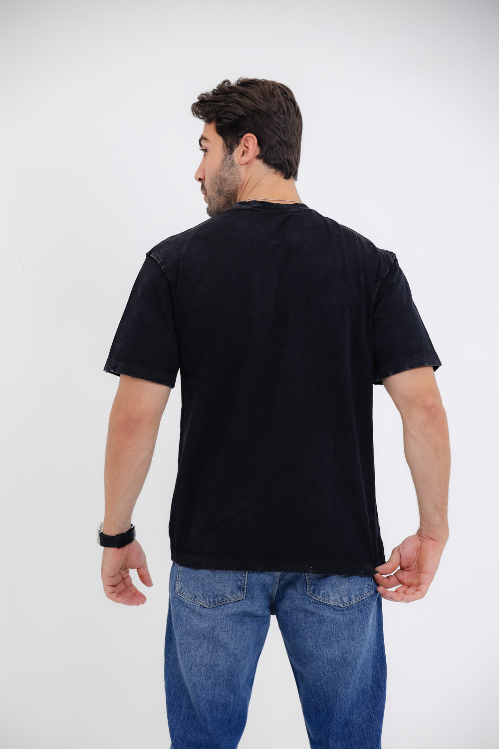 embroidered chest T-Shirt - Black
