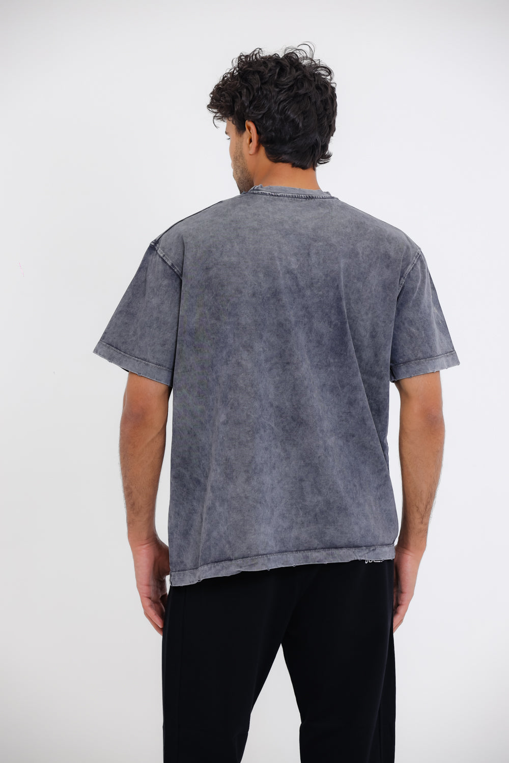 Chest Printed Cotton T-Shirt - Grey