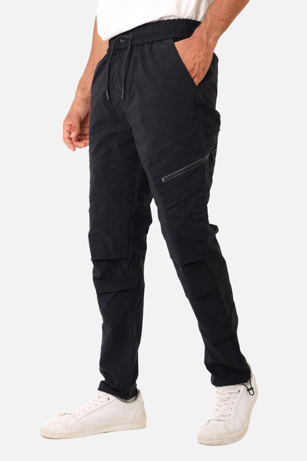 Slip On Plain Beige Practical Joggers
