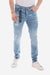 Slim Fit Ripped Casual Jeans - Light Blue