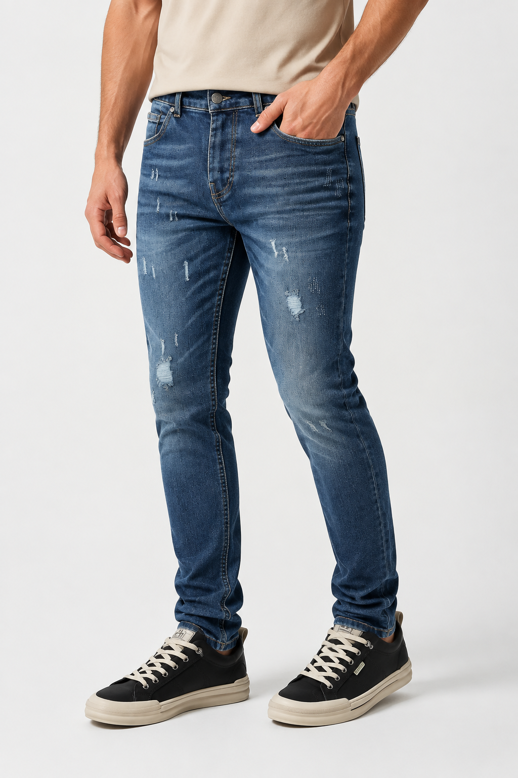 jeans -Casual Dirty Denim Jeans Pant Jeans Blue