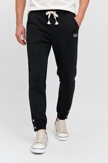 Men’s Casual Tapered Jogger Pants with Adjustable Drawstring – Black