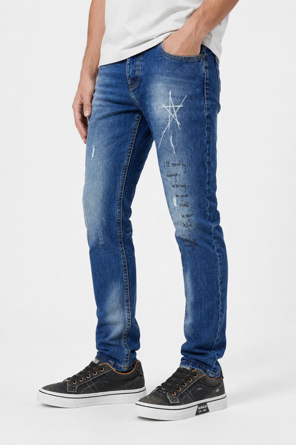 jeans -Casual Dirty Denim Jeans Pant Jeans Blue