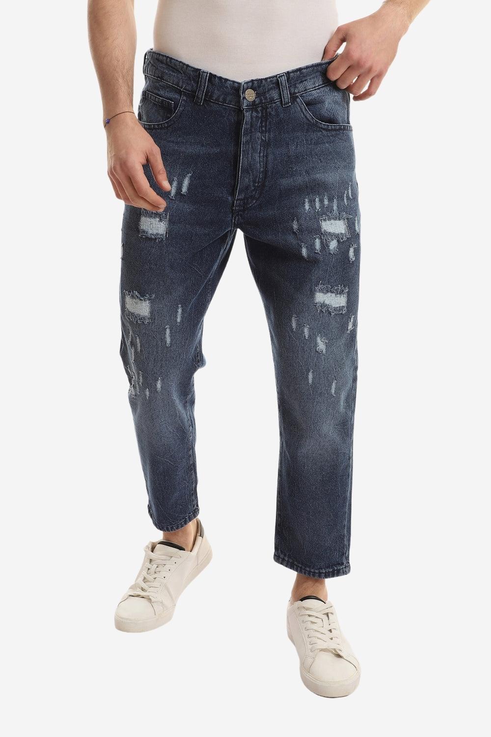 Stylish Ripped Wash Out Casual Jeans - Standard Blue