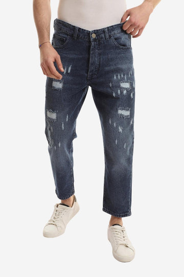 Stylish Ripped Wash Out Casual Jeans - Standard Blue