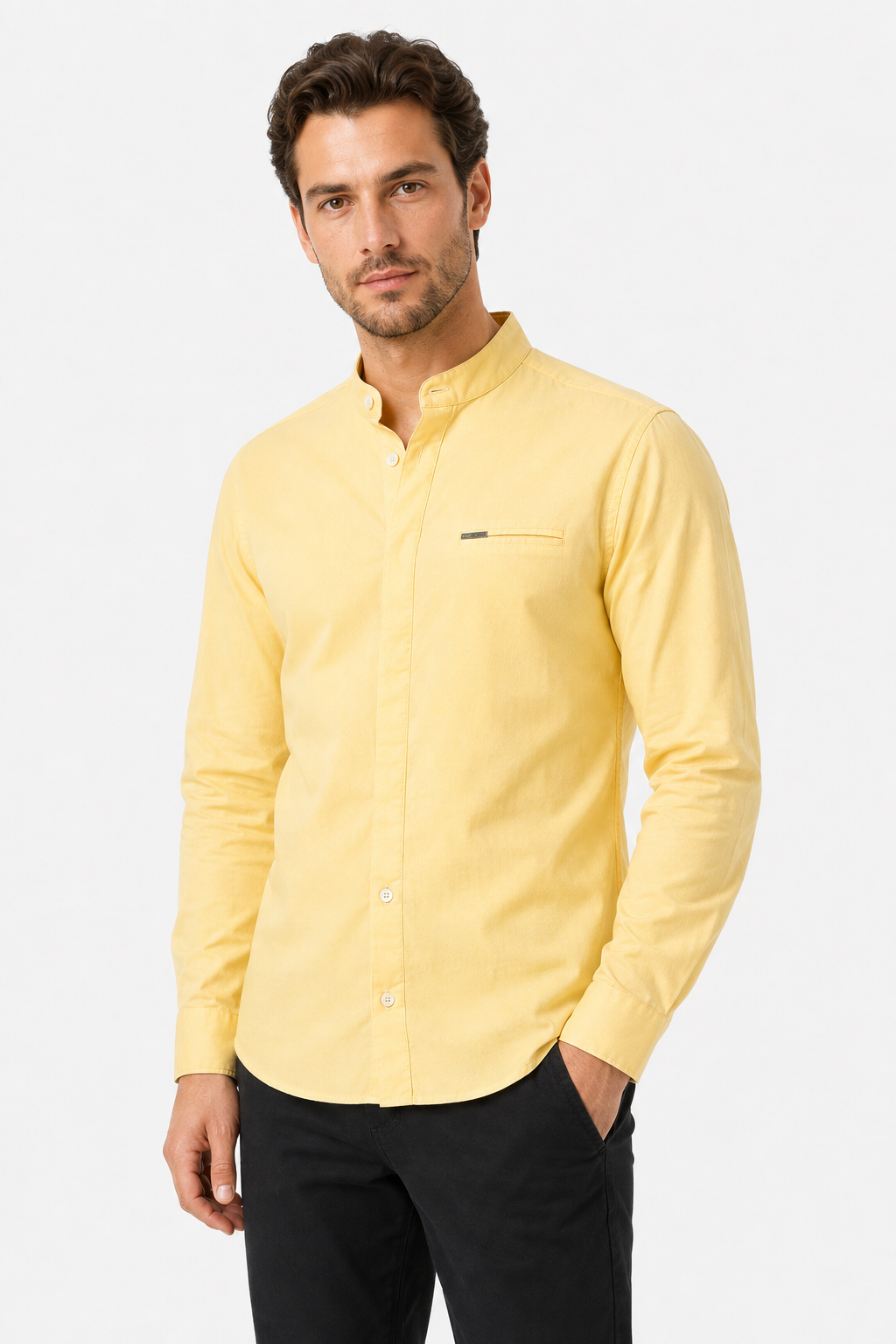 Modish Mandarin Collar Button Down Shirt