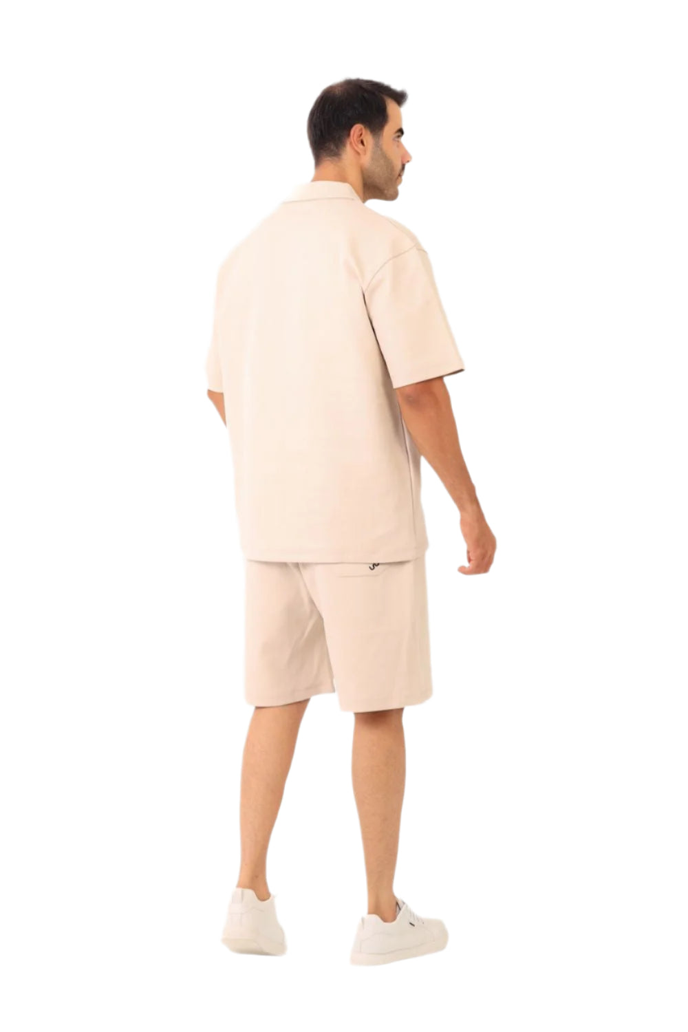 Men’s Summer Polo Shirt and Shorts Set – Beige