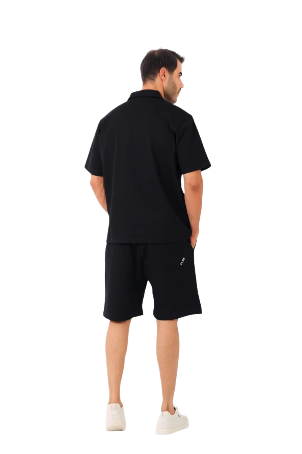 Men’s Summer Polo Shirt and Shorts Set –Black