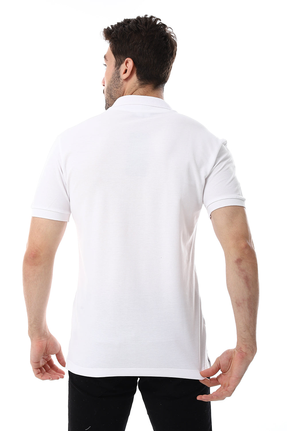 Regular Fit Pique Pattern Polo Shirt – White