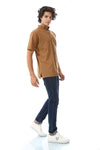 Mandarin Collar Half Sleeves Button Down Shirt