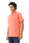 Mandarin Collar Half Sleeves Button Down Shirt