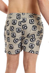 Back Pocket Cameras Patterned Swimshort - Beige, White & Black