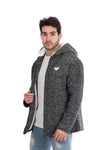 Padded Long Sleeves Zipper Hooded Jacket Black