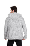 Padded Long Sleeves Zipper Hooded Jacket Grey