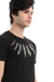 Textured Feathers Printed Tee - Black, White & Mustard