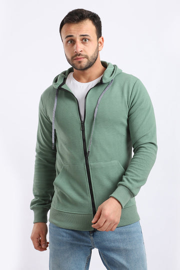 Ribbed Comfy Zip Through Hoodie