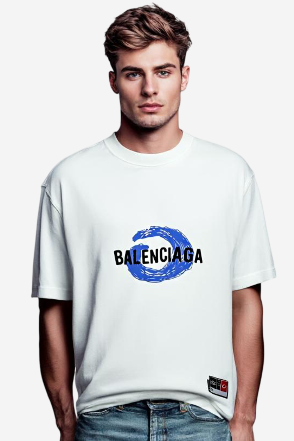 "BALENCIAGA"Comfy Printed White T-Shirt