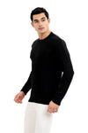 Knitted Acrylic Round Neck Pullover - Black