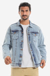 Denim Jacket With Front Pockets - Light Blue