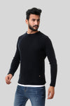 Knitted Acrylic Round Neck Pullover – Black