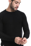 Self Patterned Round Neck Pullover