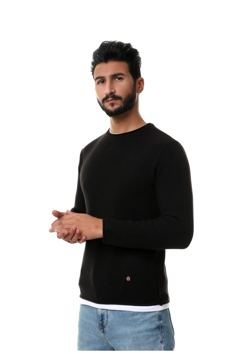 Knitted Acrylic Round Neck Pullover – Navy