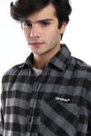 "OFF White"Black&Grey Plaids Soft Button Down Shirt